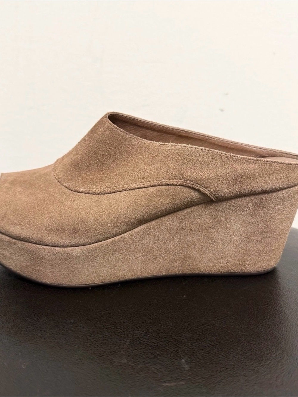Chocolat Blu Wind Tan Suede Wedge Mule Slides Sz 8